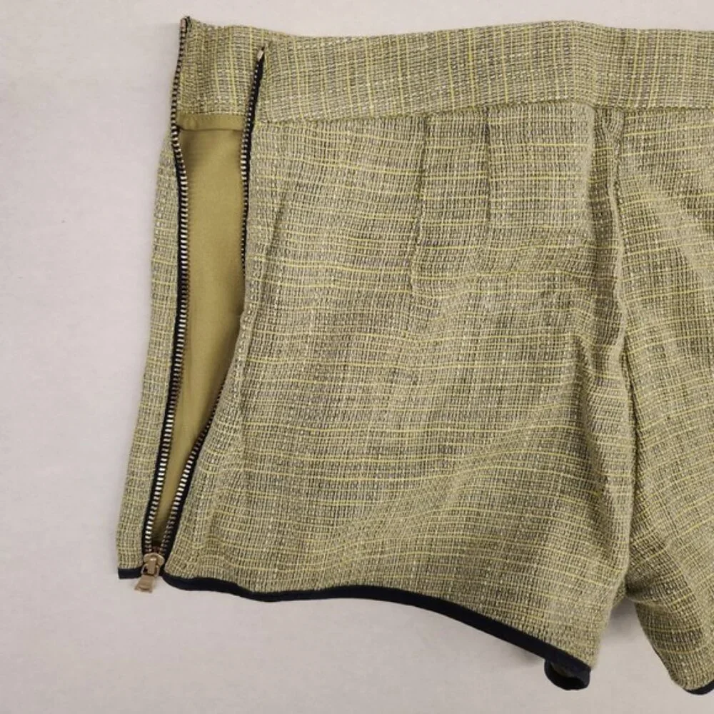 Club monaco 00 Shorts Women's Olive Green Black Trim Side Zip Career‎ Casual